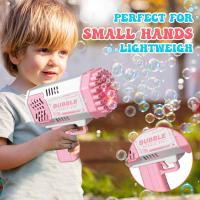 Máquina de burbujas para niños con 40 agujeros y luz LED: pistola de burbujas eléctrica portátil para fiestas al aire libre, cumpleaños, niños y niñas (pilas no incluidas), regalos para fiestas infantiles, juguetes coloridos. - details 0