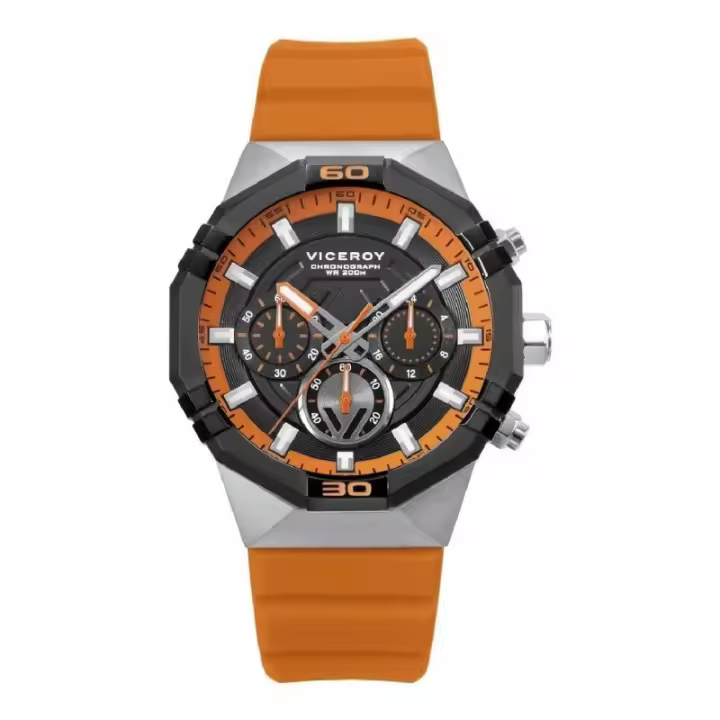 Reloj Viceroy 45017-57 Neo hombre caja acero y correa silicona Naranja cronógrafo Sumergible (200m) - 1