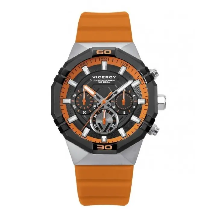 Reloj Viceroy 45017-57 Neo hombre caja acero y correa silicona Naranja cronógrafo Sumergible (200m) - 1
