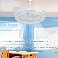 Ventilador de techo Pequeño con Luz, Modern VENTILADOR DE Techo de cristal de 10 Luces, 3 temperaturas de color y velmodades de Viento ajustables, ventilador de techo LED E27 para baño, dormitorio, garaje y habitación infantil, Blanco. - details 5