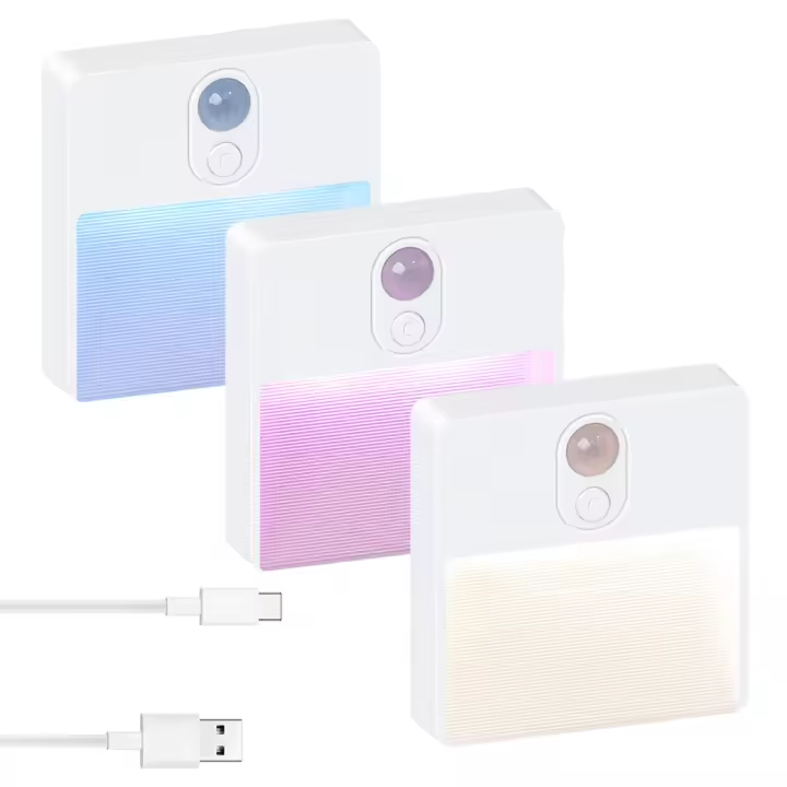 Lámpara Nocturna LED Con Sensor De Movimiento Recargable USB Para Dormitorio Cocina Escalera Pasillo Armario Iluminación RGB - 1