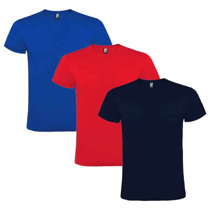 ROLY Pack 3 camisetas básicas de algodón, Unisex, Gramaje 150g/m2, Cuello redondo y Manga corta tubular | Tallas L-XL - 1