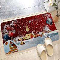Alfombra De Piso De Navidad Merry Christmas Impresa En Flanela Antideslizante Para Baño Sala De Estar Cocina Alfombrilla De Bricolaje - details 1