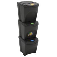 vidaXL Cubos de Basura Apilables 3 Piezas 75 L Papelera Oficina Color Antracita,  Blanco,  Gris y mas - details 2