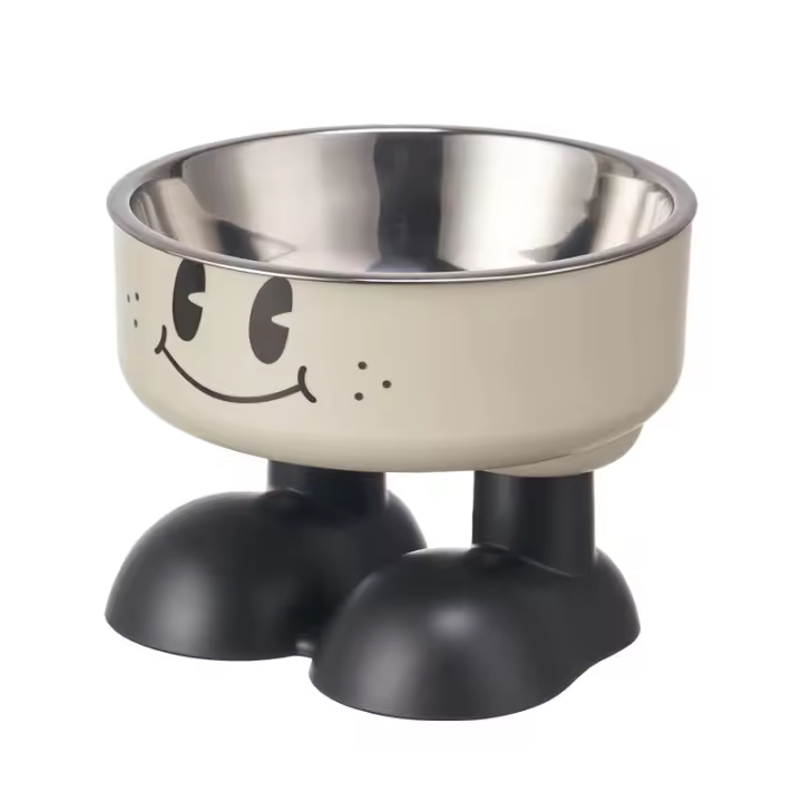 Tazón De Acero Inoxidable Para Mascotas Con Cara Sonriente Gran Capacidad Protector De Cuello Para Alimentos Y Agua - 1