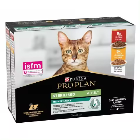 Pro Plan Multisobre Adult Sterilised Buey Y Pollo En Salsa Gatos 10 X 85 Gr - 1