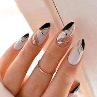 24pcs Uñas Postizas De Acrílico Almendra Con Diseño Gradient Azul Falso Cuidado De Uñas Artificiales Removible Impermeable Para Mujeres Y Niñas - details 2