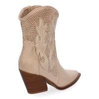 PuntoSalao Botines de tacón campero estilo cawboy comodos para mujer color beige A-5004 - Botín Campero con Tacón  Cómodos  Diseño Calado con Bordado en Caña y Empeine y Cierre de Cremallera - details 2
