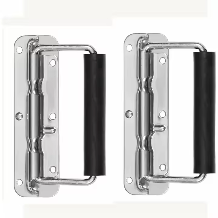 2 manijas de acero inoxidable, manija plegable con resorte, manija de puerta de metal para cofre, para reemplazo de cajas de herramientas, cajas de almacenamiento(110cm) - 1