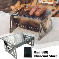 Parrilla De Camping BBQ De Acero Inoxidable Plegable Para Exterior Estilo De Cocina Al Aire Libre Stove De Carbón Material De Madera - details 0