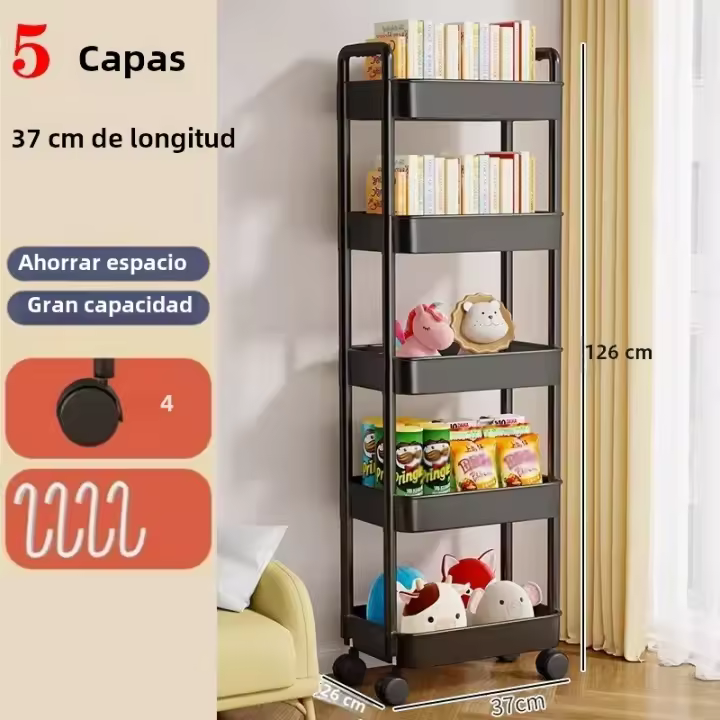 Carro De Almacenamiento Móvil Multifunctional Para Cocina With RuedasOrganizador De Hogar Estante De Libros De Multiple Capacidad Accesorios Para El Hogar - 1
