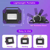 Luz Negra LED UV Para Fiestas Disco Xmas Halloween Luz De Escenario Ultravioleta Eficiente Con Efecto Nuboso Recargable - details 10