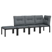 vidaXL Sillones esquina/ mesa/ reposapiés de jardín ratán PE negro y gris sofá de esquina, sofá central, reposapiés Conjunto Terraza Muebles Jardín Exterior Juego de Muebles de jardín Mueble Jardín Exterior Muebles de Salon Exterior - details 9