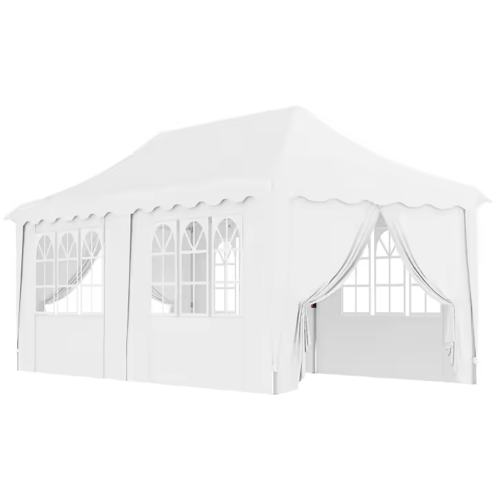 Outsunny Carpa Plegable Pop-up Gazebo 6x3 m Cenador Plegable con 6 Paredes Laterales Anti-UV Altura Ajustable Bolsa de Arena y Bolsa de Transporte para Camping Fiestas - 1