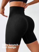 Shorts De Motociclista Para Mujer 6 Pulgadas Cintura Alta Ejercicio Running Voleibol Yoga Sin Costuras Transpirables De Nylon Y Spandex - details 3