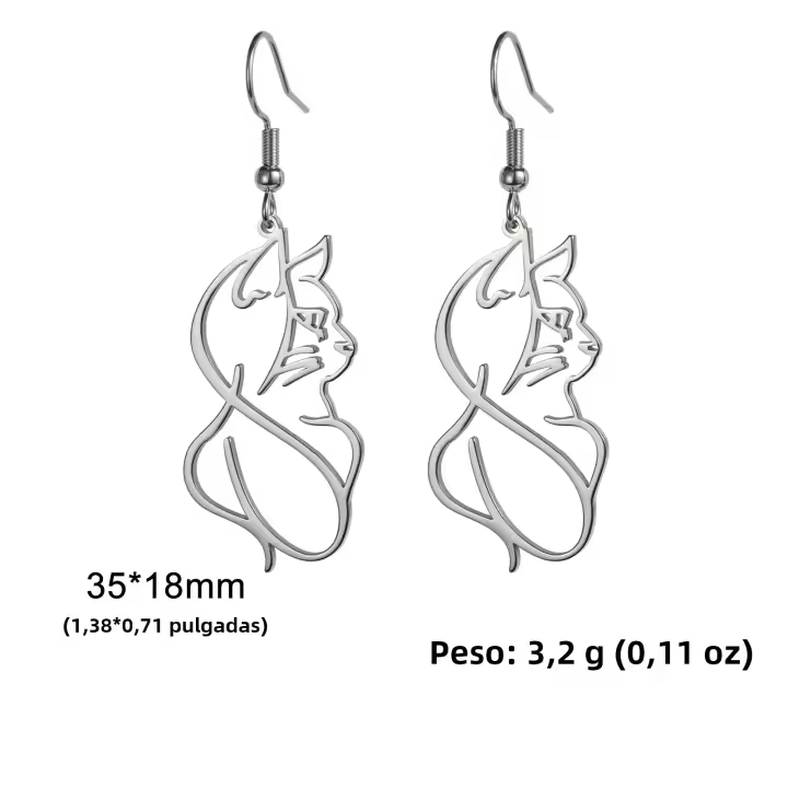 Pendientes Colgantes De Gato Dorado Para Mujer Joyería De Acero Inoxidable Forma De Animal Regalo De Navidad Accesorios Lindos Y Moda - 1