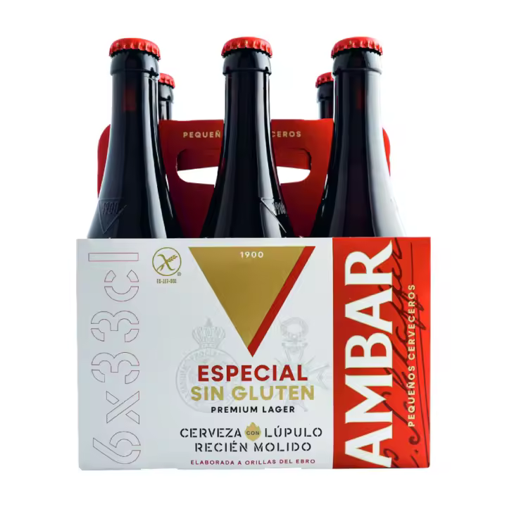 Cerveza Ambar Especial Sin Gluten 33 cl pack 24 botellines - 1