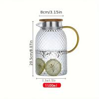 Jarrón De Vidrio De Alta Resistencia Con Tapa Para Bebidas Frías Y Calientes Té Frío Jugo Leche Jarrón Pesado Para Adultos - details 0