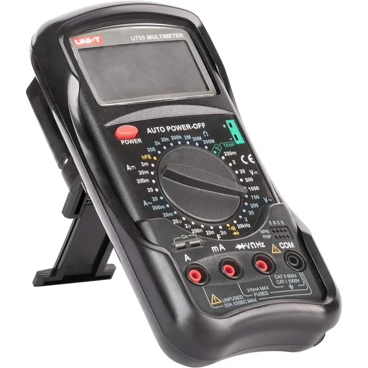 Multímetro Universal UNI-T UT 55 - Medidor de Voltaje CC y CA, Flujo de Corriente, Resistencia, Capacitancia, Frecuencia y Temperatura - Prueba de Transistores - 1