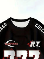 Camiseta Deportiva Casual Para Hombres Talla Grande Con Estampado De Carreras #77 Cuello Redondo Manga Corta Elástica Blending De Poliéster Transpirable Ligera Y De Secado Rápido - details 2