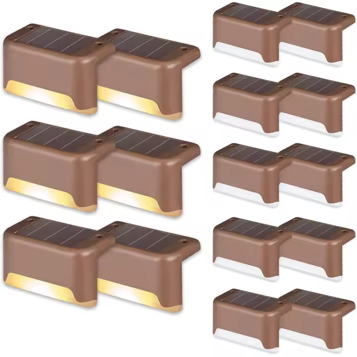 Luces Solares para Exterior Pack de 4 Luces para Escaleras impermeables iluminación LED para Escaleras Exterior Vallas patios Terrazas blanco - 1