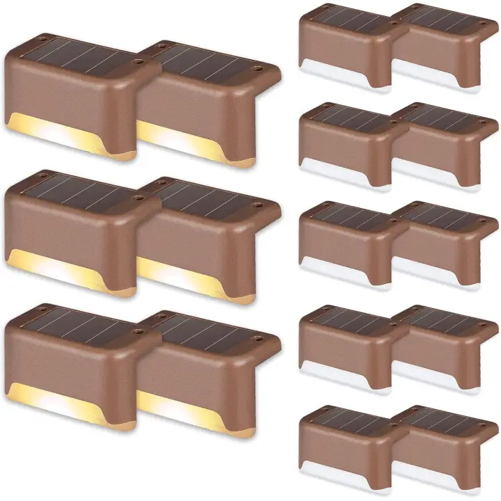 Luces Solares para Exterior Pack de 4 Luces para Escaleras impermeables iluminación LED para Escaleras Exterior Vallas patios Terrazas blanco - 1