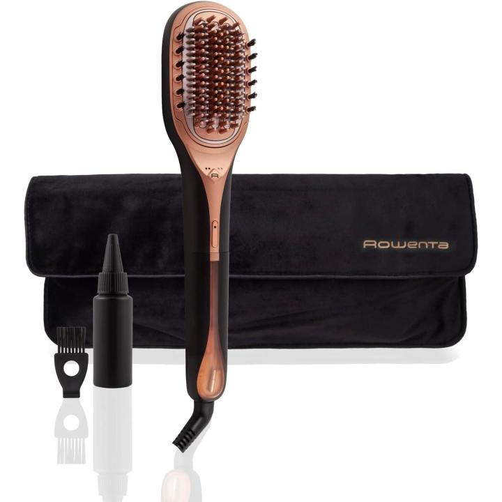 Rowenta Hair Therapist - Cepillo reparador del cabello, a vapor, repara hasta un 78% dañado, tecnología Thermal Care, revestimiento keratina, incluye accesorios, negro, CF9940F0