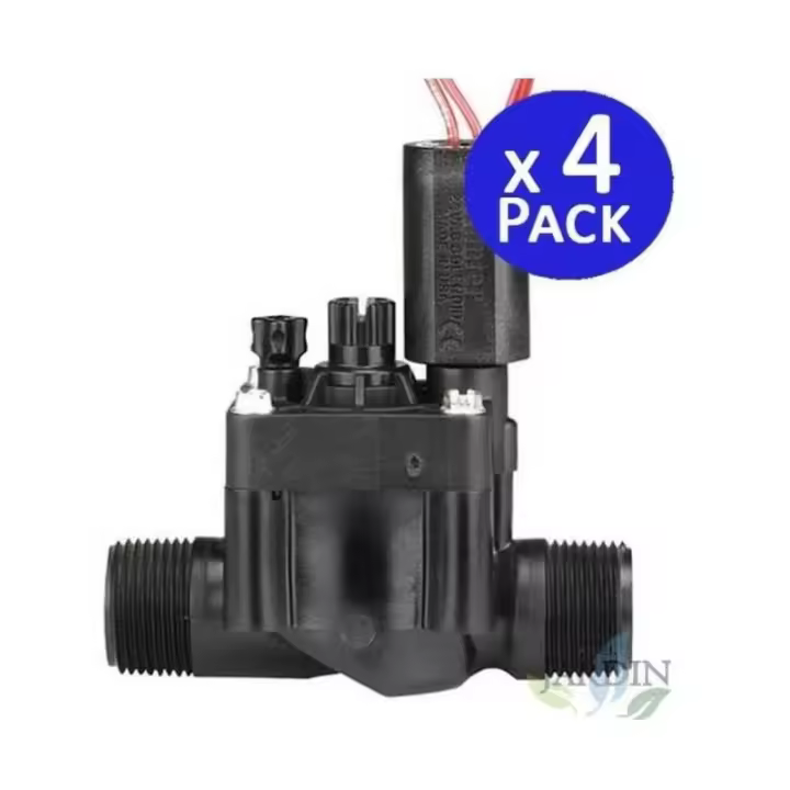 HUNTER Pack 4 Electroválvulas de riego 1'' PGV-101-MM Hunter 24V, macho con regulador de caudal. Funciona con programadores eléctricos - 1