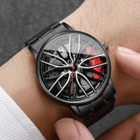 Reloj De Negocios Para Hombre 2PCS Moda Dial De Rueda De Coche 3D Reloj Deportivo Acero Inoxidable Análogo Quartzo Sin Caja - details 1