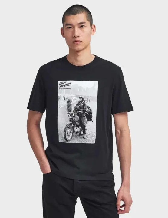 Barbour International Lucas camiseta negra para hombre - 1