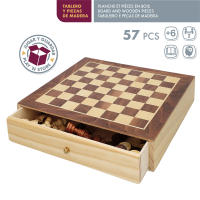 COLORBABY - Juego 2 en 1 de ajedrez y damas de madera, tablero 30x30 cm, set de 57 piezas, 2 jugadores, cajón de almacenaje, juguete educativo, ajedrez para niños y adultos, +6 años - details 2