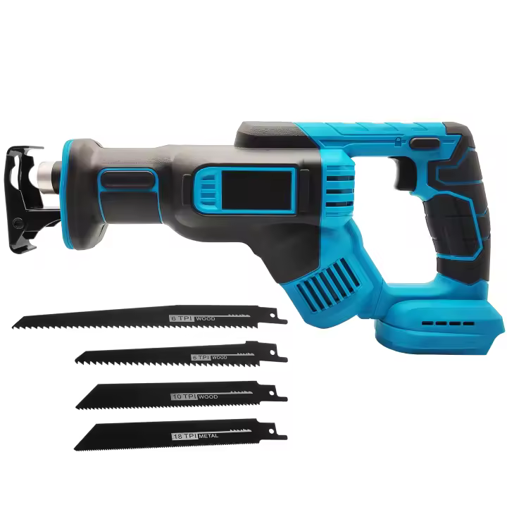 3000RPM Sierra alternante eléctrica, herramienta de corte de Metal para carpintería, batería Makita de 18V,4 hojas de sierra piezas, sin batería - 1