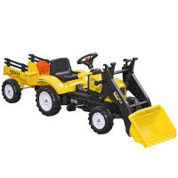 HOMCOM Tractor a Pedales para Niños de 3 Años Excavadora Infantil Juguete de Montar con Remolque Extraíble y Pala Delantera Carga 35 kg 167x41x52 cm Amarillo - details 0