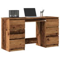 vidaXL Escritorio madera contrachapada roble marrón 140x50x77 cm en color Marrón roble/Gris sonoma/Blanco y más | estructura resistente ideal para salón dormitorio o estudio - details 7