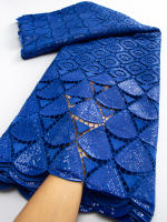 Tela De Encaje Africano Guipure Con Lentejuelas Soluble En Agua Para Mujer Vestidos De Boda Y Fiesta TY3607 100% Poliéster 120CM - details 16