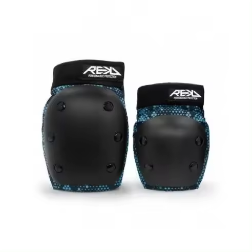 Protecciones Rekd para niños. Youth Heavy Duty Doble Pad color negro y azul. Rodilleras y coderas para niños. Protecciones de skateboard, patines, bici y otros deportes de acción. - 1