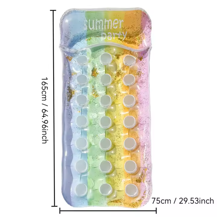Adultos niños lentejuelas flotador inflable PVC flotador cama cama de aire flotante agua swim circle tumbona de playa - 1