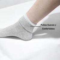 Geshop 4 Pares Calcetines Tobilleros Puños Anti presión  para Hombres y Mujeres  Calcetines Antipresion  Calcetines Tobilleros Medios  Color Negro Blanco Gris Azul - details 3