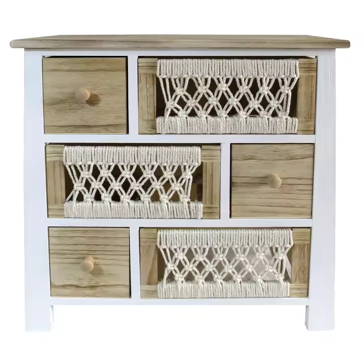 CAPRILO REGALOS & DECORACIÓN Mueble Cajonero Moderno Decorativo de Madera con 6 Cajones "Estilo Bohemio". Muebles Auxiliares. Regalos Originales. Decoración Hogar. 56 x 27 x 60 cm. - 1