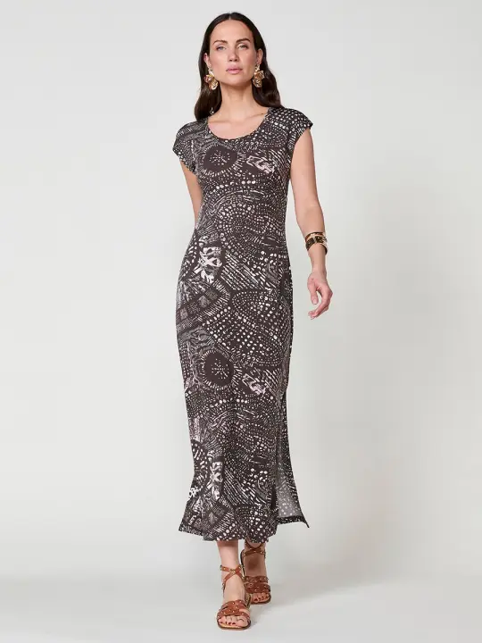 Koroshi Vestido largo elástico con estampado etnico para mujer color marron - 1
