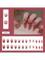 24PCS Set De Uñas Postizas Con Parches Gradiente Amor Manzana Bow See Photochromic Stereo Wear Resina Unisex Para Fiestas Y Uso Diario - details 1