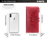Cartera De Mujer HUMERPAUL De Cuero Genuino Con Bloqueo RFID Gran Capacidad Monedero Y Bolsillo Para Teléfono Móvil - details 1