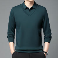 Camisa Polo Casual Para Hombres De Color Sólido Con Bloqueado Cómodo Para Todas Las Estaciones Versátil Top Antigüedad Doble - details 15