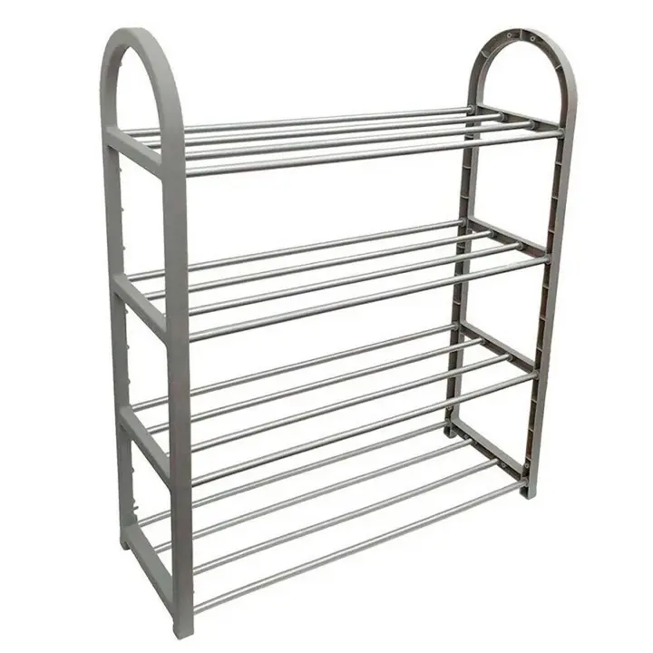 Zapatero de 4 niveles de varillas | Dimensiones: 58 cm de largo x 19 cm de ancho x 65 cm de alto | Capacidad para 12 pares de zapatos | Desmontable | Material: metal y plástico | Marca RevolutionLine - 1