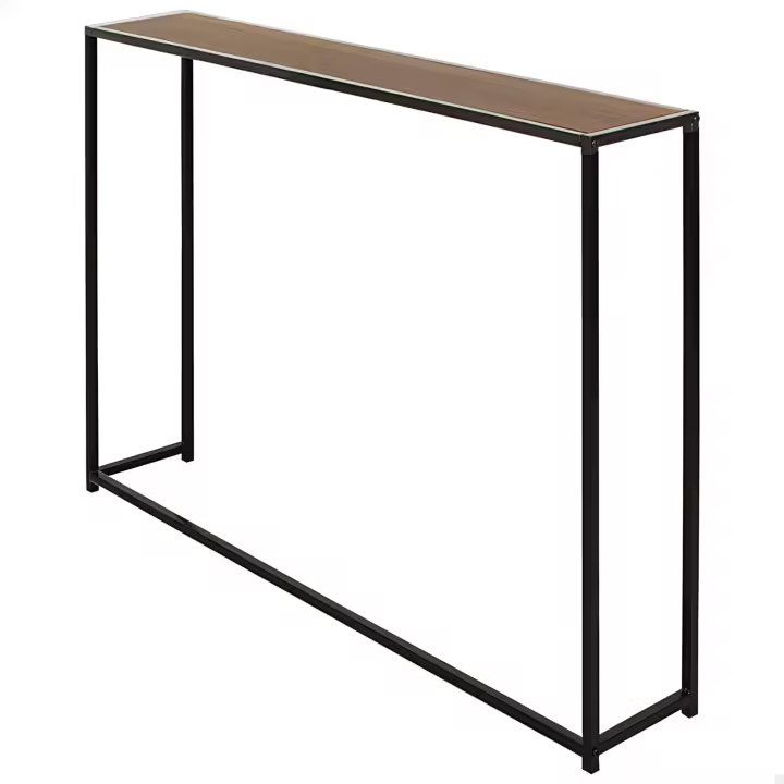 Max Home - Mesa radiador, 105x20x82 cm, Peso máximo 8 kg, estructura de acero negro, balda efecto madera, estilo industrial, modero, para recibidor, entrada, salón, comedor, pasillo, dormitorio, baño - 1