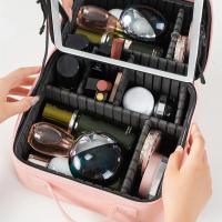 Estuche De Maquillaje Para Mujer Con Espejo Y Lámpara LED Inteligente Estuche De Viaje Portátil De Moda Organizador De Cosméticos Material PU - details 4