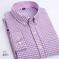 Camisa Oxford Para Hombre De Manga Larga Casual Rayada Gris Verde Azul Náutico Negocios Slim Botones Moda Tendencias - details 19