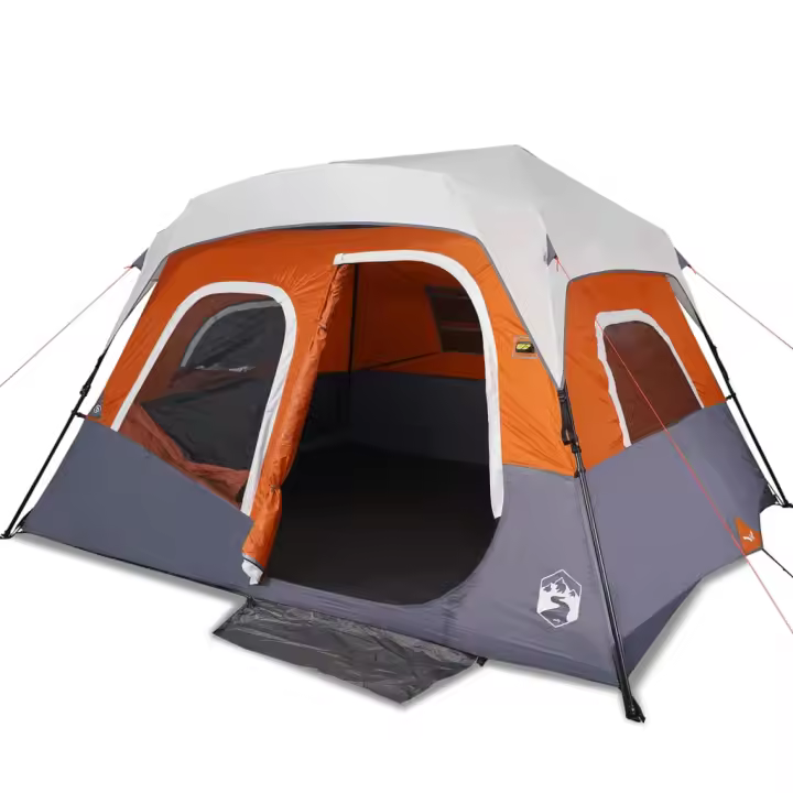 vidaXL Tienda familiar con LED 6 personas apertura rápida gris naranja - 1
