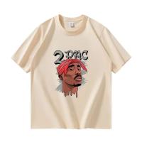 Camiseta De Algodón Para Hombre 2Pac Tupac Estampado High Quality Hip Hop Streetwear Manga Corta Oversized Camiseta Casual - details 3