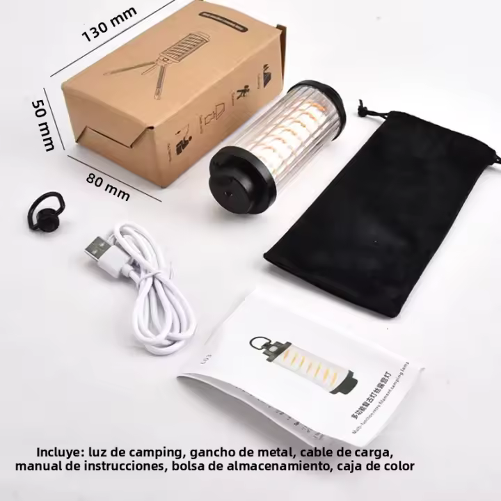 Lámpara De Camping Retro LED Recargable 2600mAh Con Gancho Luz De Emergencia Portátil Para Aventuras Al Aire Libre Y Tienda De Camping - 1